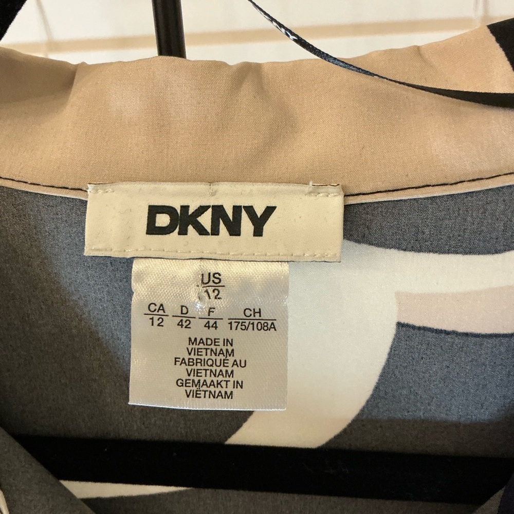 DKNY Black and Cream Circle Print Midi Dress - Picture 2 of 5